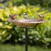 Pure Copper Bird Bath With Two Copper Birds And Multipronged Garden Pole -Cheap A Fresh Yard Store 3 4 crop 8613378 01v pure copper bird bath with two copper birds and multipronged garden pole
