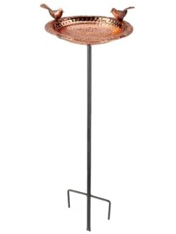 Pure Copper Bird Bath With Two Copper Birds And Multipronged Garden Pole -Cheap A Fresh Yard Store 3 4 crop 8613378 06v