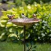 Pure Copper Bird Bath With Two Copper Birds And Tree Multipronged Garden Pole -Cheap A Fresh Yard Store 3 4 crop 8613379 01v pure copper bird bath with two copper birds and tree multipronged garden pole