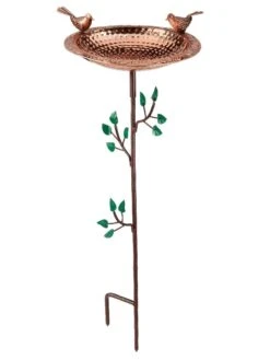 Pure Copper Bird Bath With Two Copper Birds And Tree Multipronged Garden Pole -Cheap A Fresh Yard Store 3 4 crop 8613379 04v