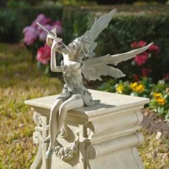 Sitting Fairy Flutist Statue