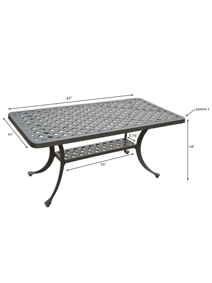 Crosley Sedona Cast Aluminum Rectangular Cocktail Table 4 Crosley Sedona Cast Aluminum Rectangular Cocktail Table - Image 2