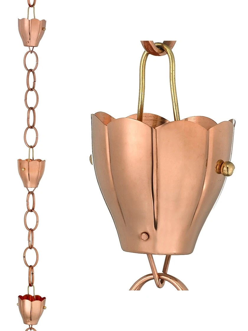 Crocus Pure Copper Rain Chain, 8.5' 4 Crocus Pure Copper Rain Chain, 8.5' - Image 2