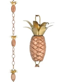 Pineapple Pure Copper Rain Chain, 8.5' 7 Pineapple Pure Copper Rain Chain, 8.5' -Cheap A Fresh Yard Store 8600210 04v