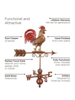 Bantam Rooster Copper Weathervane -Cheap A Fresh Yard Store 8600280 05v