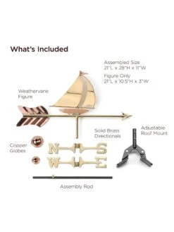 Sailboat Cottage Copper Weathervane With Roof Mount -Cheap A Fresh Yard Store 8600347 01v