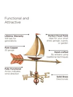 Sailboat Garden Copper Weathervane With Pole -Cheap A Fresh Yard Store 8600347 04v 1