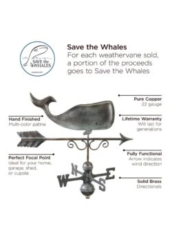 Save The Whales™ Copper Weathervane 11 Save The Whales™ Copper Weathervane -Cheap A Fresh Yard Store 8600371 01v