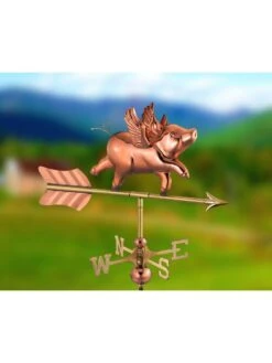 Flying Pig Cottage Copper Weathervane With Roof Mount -Cheap A Fresh Yard Store 8600376 02v