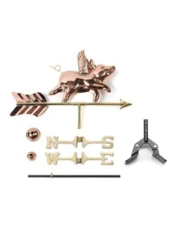 Flying Pig Cottage Copper Weathervane With Roof Mount -Cheap A Fresh Yard Store 8600376 03v