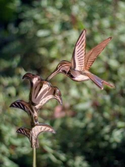 Hummingbird Garden Copper Weathervane With Pole -Cheap A Fresh Yard Store 8600377 03v hummingbird cottage weathervane roof mount