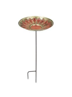 Achla Designs Red African Daisy Birdbath With Stake -Cheap A Fresh Yard Store 8609300 02v