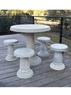 Round Patio Garden Table -Cheap A Fresh Yard Store 8610576 01v exaco trading round patio table set with 4 stools 1