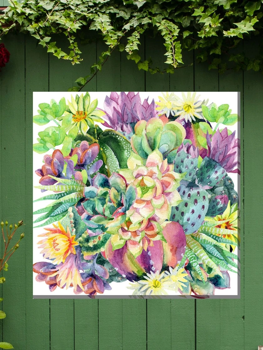 Succulent Blooms Outdoor Wall Art 3 Succulent Blooms Outdoor Wall Art