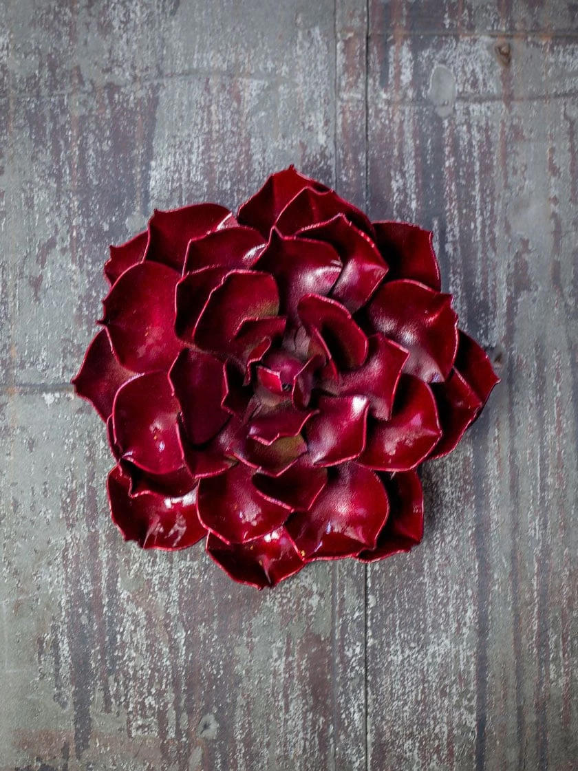 Desert Steel Ruby Rose Succulent Sculpture, Small 3 Desert Steel Ruby Rose Succulent Sculpture, Small