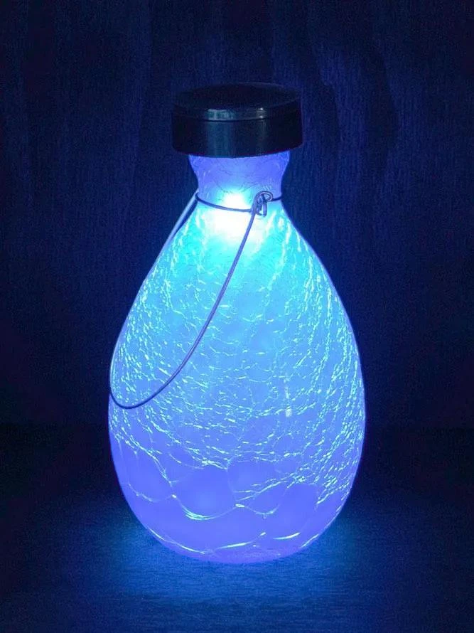 Achla Designs Solar Crackle Glass Vase Lantern 5 Achla Designs Solar Crackle Glass Vase Lantern - Image 4