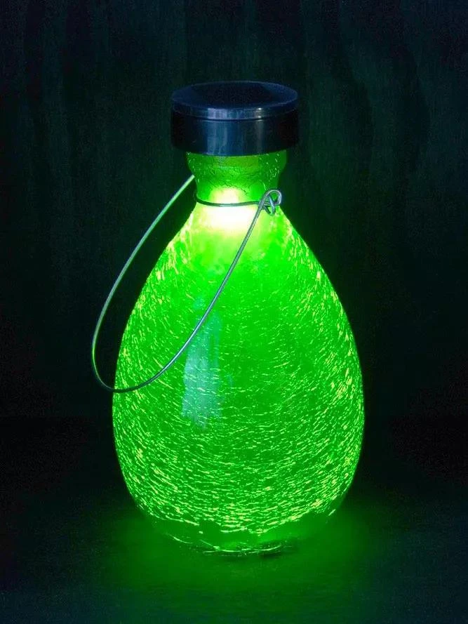 Achla Designs Solar Crackle Glass Vase Lantern 3 Achla Designs Solar Crackle Glass Vase Lantern - Image 2