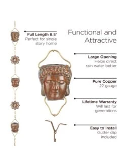 Buddha Copper Rain Chains, 8.5' 8 Buddha Copper Rain Chains, 8.5' -Cheap A Fresh Yard Store 8612737 03v