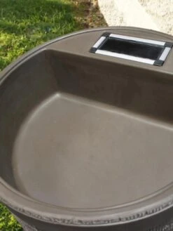 Round Rain Barrel With Planter, 35 Gallons -Cheap A Fresh Yard Store 8612856WALNT 02V tif