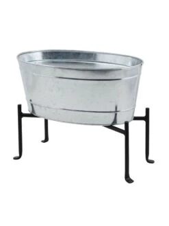 Achla Designs Mini Oval Galvanized Tub With Folding Stand 9 Achla Designs Mini Oval Galvanized Tub With Folding Stand -Cheap A Fresh Yard Store 8612906 03v