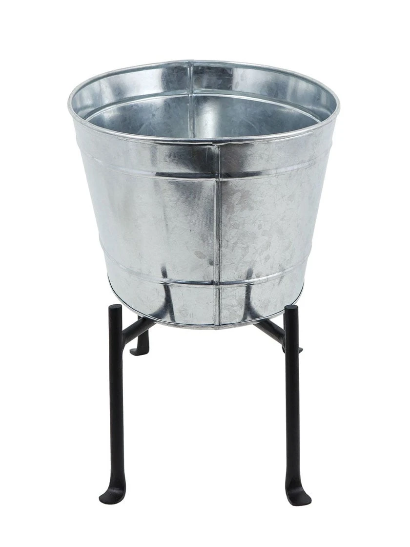 Achla Designs Mini Oval Galvanized Tub With Folding Stand 6 Achla Designs Mini Oval Galvanized Tub With Folding Stand - Image 4