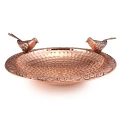 Pure Copper Bird Bath With Two Copper Birds And Tree Multipronged Garden Pole -Cheap A Fresh Yard Store 8613379 05v