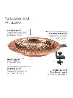 Pure Copper Bird Bath Deck Mount -Cheap A Fresh Yard Store 8613381 05v