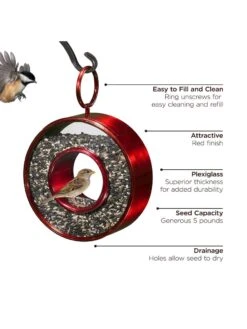 Circle Fly-Thru™ Bird Feeder With A Ruby Red Finish -Cheap A Fresh Yard Store 8613383 03v